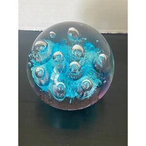 Beautiful Glass PAPERWEIGHT - Aqua/Turquoise - 3" x 4" Large